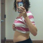 18w6d, about 7lbs up from pre-preggo weight.